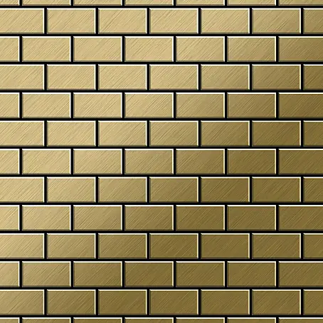 ALLOY  Mosaikfliese Mosaik Fliese massiv Metall Titan gebürstet gold 1,6mm stark House-Ti-GB