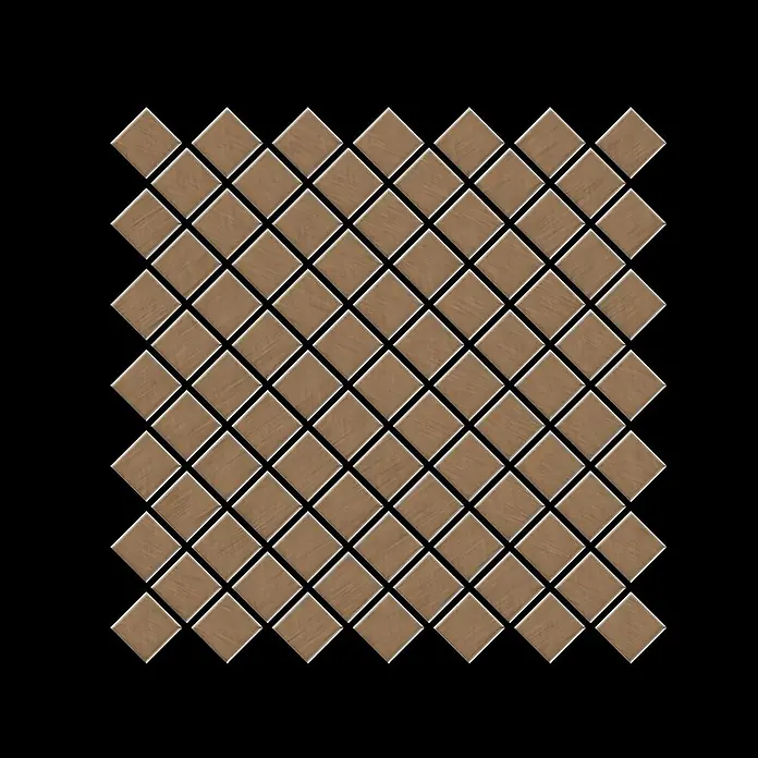 ALLOY Mosaikfliese Mosaik Fliese massiv Titan gebürstet kupfer 1,6mm stark Diamond-Ti-AB - 319 x 319 mm, Bronze, Sonstiges - Braune Mosaikfliesen in Rautenform mit Holzoptik.