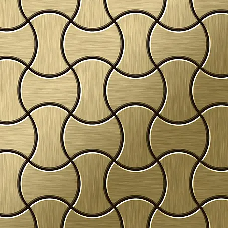ALLOY  Mosaikfliese Mosaik Fliese massiv Metall Titan gebürstet gold 1,6mm stark Infinit-Ti-GB