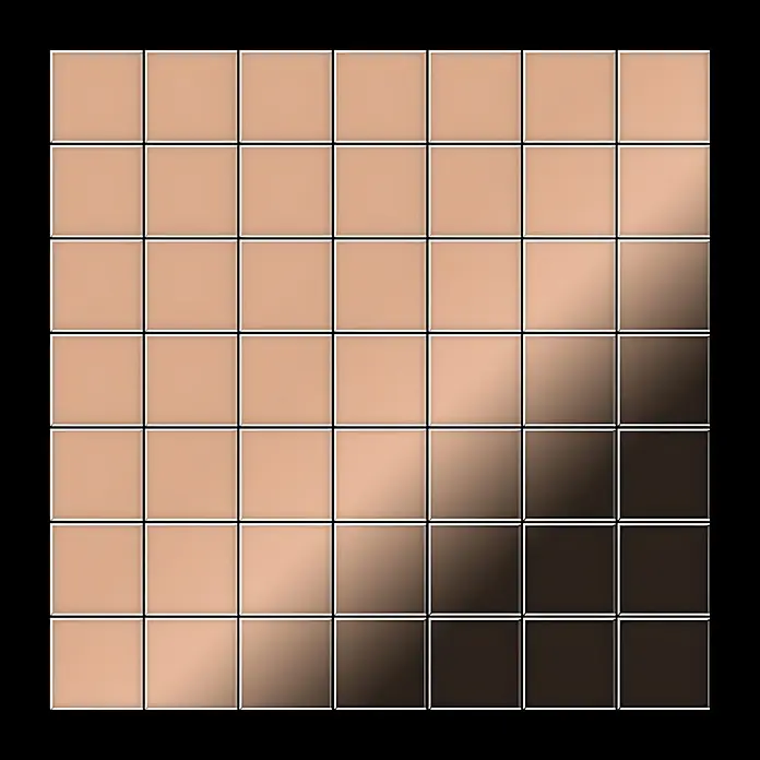 ALLOY Mosaikfliese Mosaik Fliese massiv Metall Kupfer gewalzt kupfer 1,6mm stark Attica-CM - 295 x 295 mm, Bronze, Sonstiges - Reflektierende quadratische Fliesen mit einem diagonalen Farbverlauf von Beige zu Dunkelbraun.