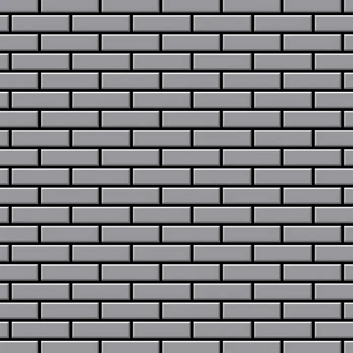 ALLOY Mosaikfliese Mosaik Fliese massiv Metall Edelstahl matt grau 1,6mm stark PK-S-S-MA - 309 x 302 mm, Grau, Silber, Matt - Nahtloses Muster aus grauen U-Bahn-Fliesen mit dunklen Fugen.