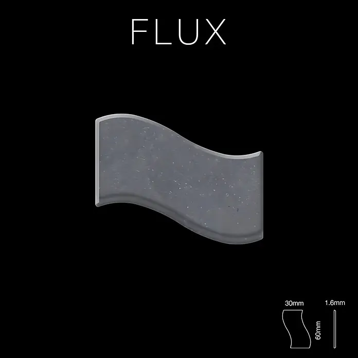 ALLOY Mosaikfliese Mosaik Fliese massiv Metall Rohstahl gewalzt grau 1,6mm stark Flux-RS - 318 x 305 mm, Grau, Sonstiges - Grau, wellenförmige FLUX-Fliese mit einem 30x60mm Profil und 1.6mm Dicke.
