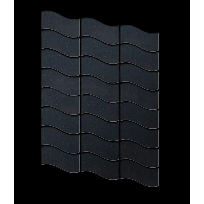 ALLOY Mosaikfliese Mosaik Fliese massiv Metall Rohstahl gewalzt grau 1,6mm stark Flux-RS - 318 x 305 mm, Grau, Sonstiges - Dunkelgraue, wellenförmige Mosaikfliesen in einem Gittermuster.