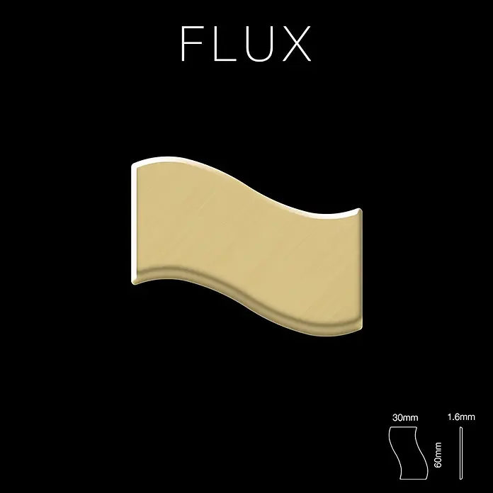 ALLOY Mosaikfliese Mosaik Fliese massiv Metall Titan gebürstet gold 1,6mm stark Flux-Ti-GB - 318 x 305 mm, Gold, Sonstiges - Gebürstete goldene Wellenleiste. Querschnitt: 30x60mm, 1,6mm dick.