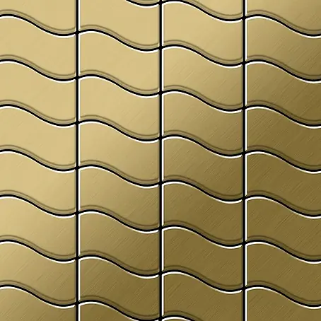 ALLOY  Mosaikfliese Mosaik Fliese massiv Metall Titan gebürstet gold 1,6mm stark Flux-Ti-GB