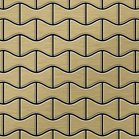 ALLOY  Mosaikfliese Mosaik Fliese massiv Metall Titan gebürstet gold 1,6mm stark Kismet-Ti-GB