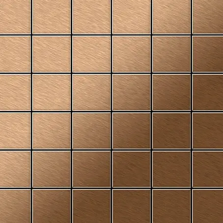 ALLOY  Mosaikfliese Mosaik Fliese massiv Titan gebürstet kupfer 1,6mm stark Cinquanta-Ti-AB