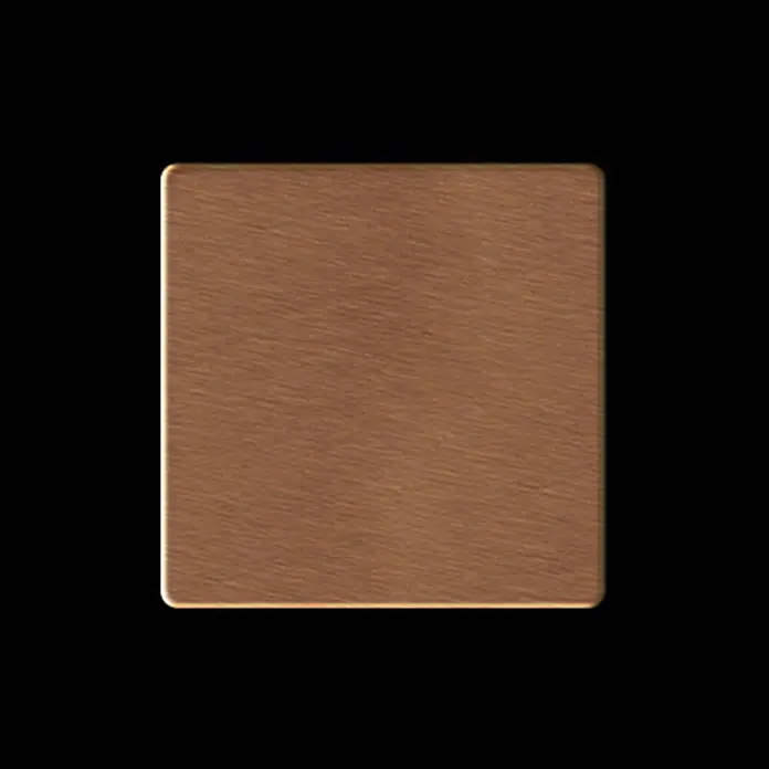 ALLOY Mosaikfliese Mosaik Fliese massiv Titan gebürstet kupfer 1,6mm stark Cinquanta-Ti-AB - 306 x 306 mm, Bronze, Sonstiges - Gebürstetes, kupferfarbenes Metallquadrat mit abgerundeten Ecken.