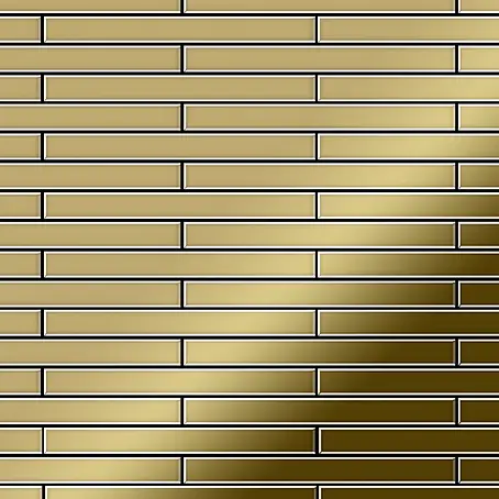 ALLOY  Mosaikfliese Mosaik Fliese massiv Titan hochglänzend gold 1,6mm stark Avenue-Ti-GM