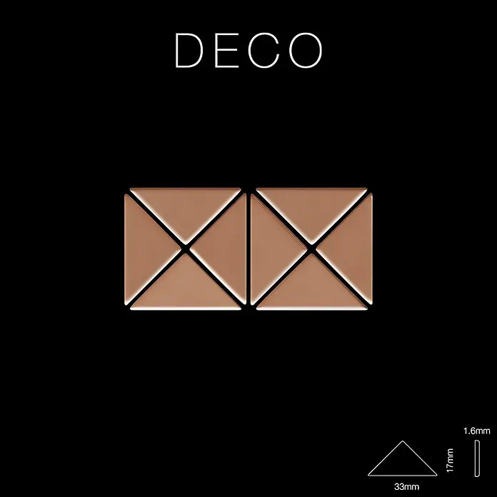 ALLOY Mosaikfliese Mosaik Fliese massiv Metall Kupfer gewalzt kupfer 1,6mm stark Deco-CM - 303 x 303 mm, Bronze, Sonstiges - Zwei kupferfarbene Dekorelemente, je eine Pyramide mit vier dreieckigen Facetten.