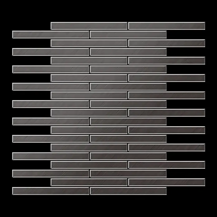 ALLOY Mosaikfliese Mosaik Fliese massiv Titan gebürstet dunkelgrau 1,6mm stark Deedee-Ti-SB - 316 x 247 mm, Schwarz, Grau, Sonstiges - Dunkelgraue Metallic-Mosaikfliesen mit gebürsteter Oberfläche in versetztem horizontalen Muster.