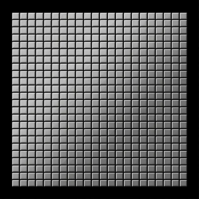 ALLOY Mosaikfliese Mosaik Fliese massiv Metall Edelstahl matt grau 1,6mm stark Glomesh-S-S-MA - 316 x 316 mm, Grau, Silber, Matt - Gitter aus kleinen silbernen Metallquadraten, ähnlich Mosaikfliesen.
