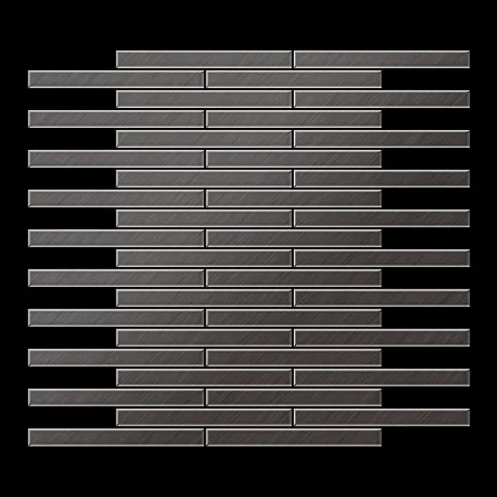ALLOY Mosaikfliese Mosaik Fliese massiv Titan gebürstet dunkelgrau 1,6mm stark Deedee-Ti-SB - 316 x 247 mm, Schwarz, Grau, Sonstiges - Dunkelgraue, gebürstete Metall-Mosaikfliesen in versetztem Rechteckmuster.