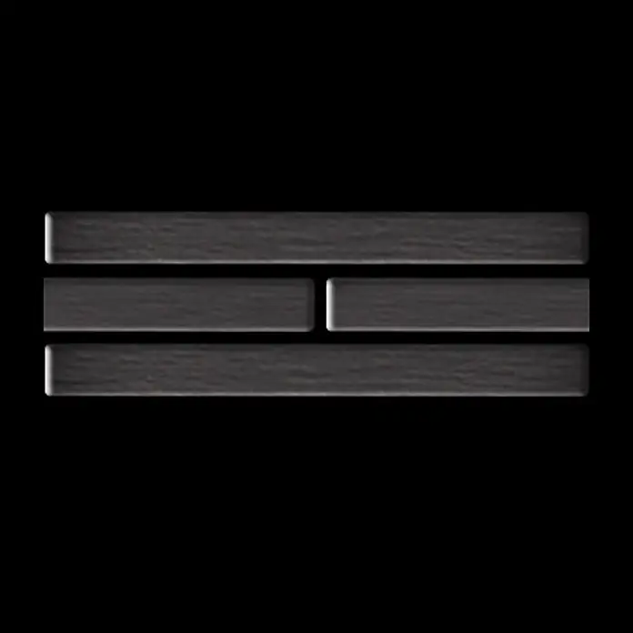 ALLOY Mosaikfliese Mosaik Fliese massiv Titan gebürstet dunkelgrau 1,6mm stark Deedee-Ti-SB - 316 x 247 mm, Schwarz, Grau, Sonstiges - Drei dunkelgraue, texturierte Querstreifen, der mittlere in zwei kürzere Segmente geteilt.