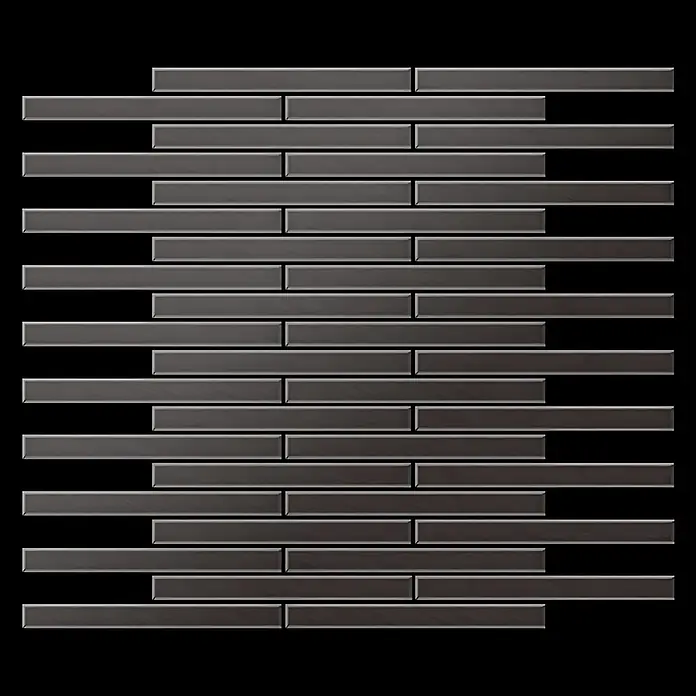 ALLOY Mosaikfliese Mosaik Fliese massiv Titan gebürstet dunkelgrau 1,6mm stark Avenue-Ti-SB - 289 x 315 mm, Schwarz, Grau, Sonstiges - Dunkelgraue rechteckige Mosaikfliesen in versetztem Muster.