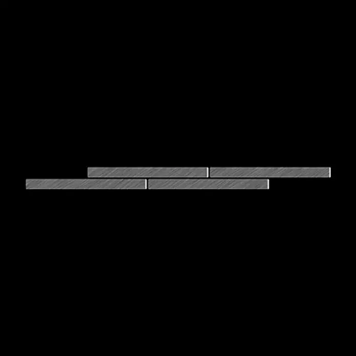 ALLOY Mosaikfliese Mosaik Fliese massiv Titan gebürstet dunkelgrau 1,6mm stark Avenue-Ti-SB - 289 x 315 mm, Schwarz, Grau, Sonstiges - Gestaffelte graue, gebürstete Metallstreifen, horizontal angeordnet.