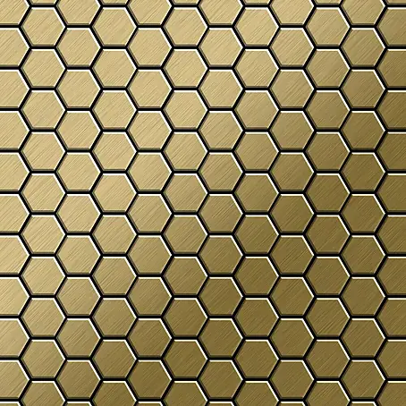 ALLOY  Mosaikfliese Mosaik Fliese massiv Metall Titan gebürstet gold 1,6mm stark Honey-Ti-GB