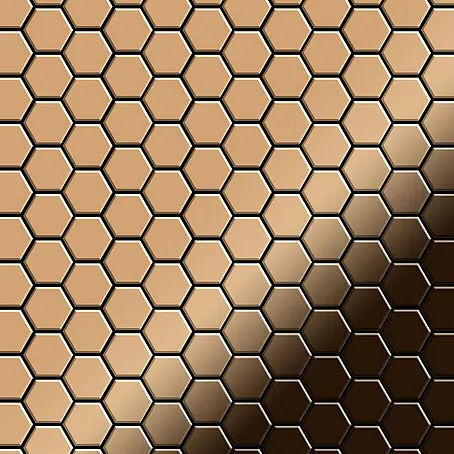 ALLOY  Mosaikfliese Mosaik Fliese massiv Titan hochglänzend kupfer 1,6mm stark Honey-Ti-AM