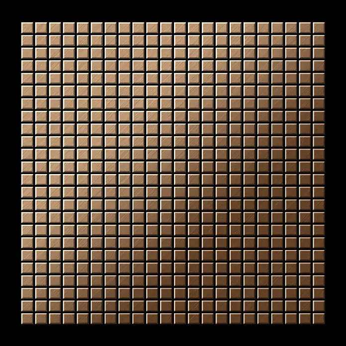 ALLOY Mosaikfliese Mosaik Fliese massiv Titan gebürstet kupfer 1,6mm stark Glomesh-Ti-AB - 316 x 316 mm, Bronze, Sonstiges - Bronze metallic gebürstete quadratische Mosaikfliesen in einem Gittermuster.