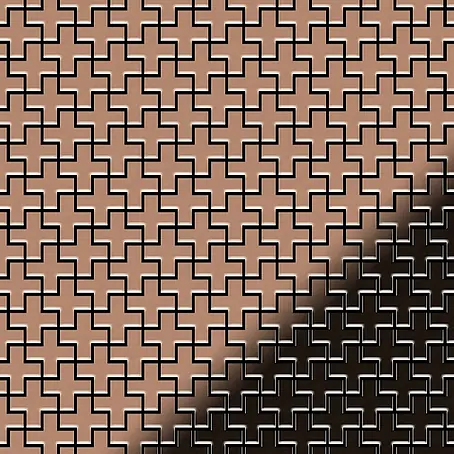 ALLOY  Mosaikfliese Mosaik Fliese massiv Kupfer gewalzt kupfer 1,6mm stark Swiss Cross-CM