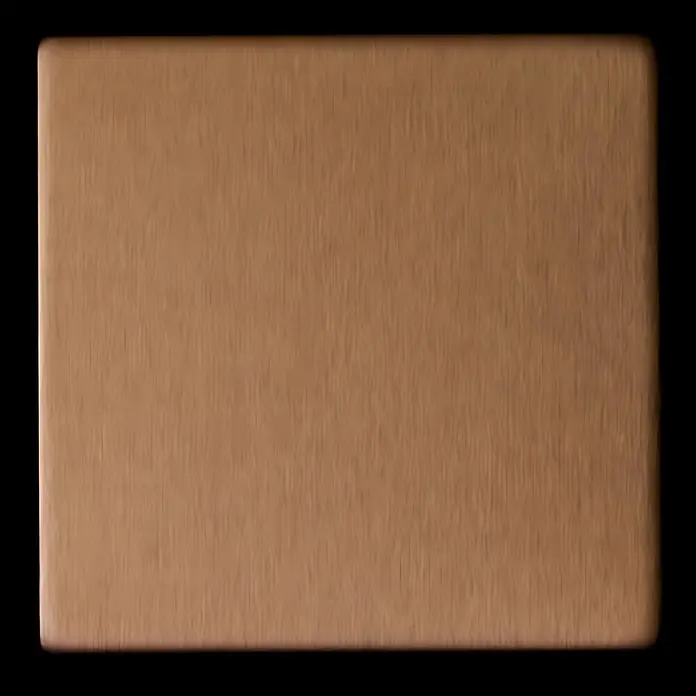 ALLOY Mosaikfliese Mosaik Fliese massiv Metall Titan gebürstet kupfer 1,6mm stark Attica-Ti-AB - 295 x 295 mm, Bronze, Sonstiges - Helles braunes rechteckiges Paneel mit feiner vertikaler Holzmaserung.