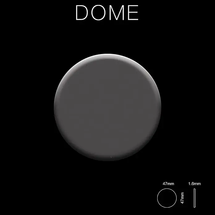ALLOY Mosaikfliese Mosaik Fliese massiv Metall Titan hochglanz dunkelgrau 1,6mm Dome-Ti-SM - 313 x 256 mm, Schwarz, Grau, Hochglänzend - Dunkelgraue, gewölbte runde Kappe, 47 mm Durchmesser, 1,6 mm dick.