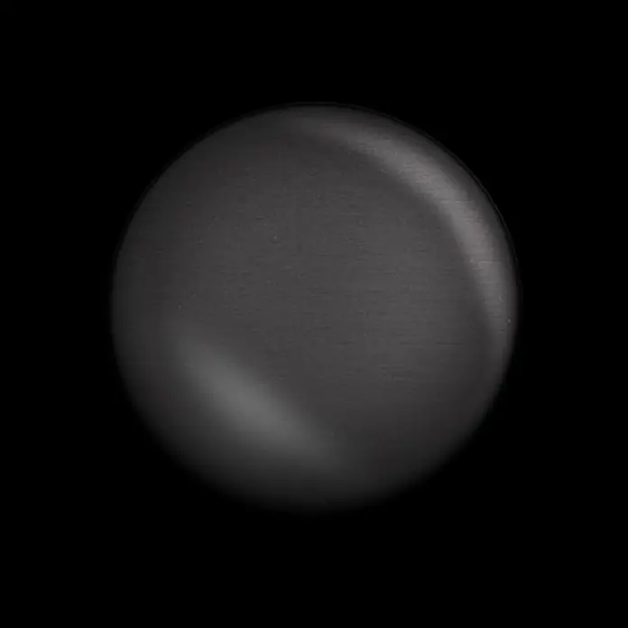 ALLOY Mosaikfliese Mosaik Fliese massiv Metall Titan hochglanz dunkelgrau 1,6mm Dome-Ti-SM - 313 x 256 mm, Schwarz, Grau, Hochglänzend - Dunkelgraue Kugel aus gebürstetem Metall mit subtilen Glanzlichtern.