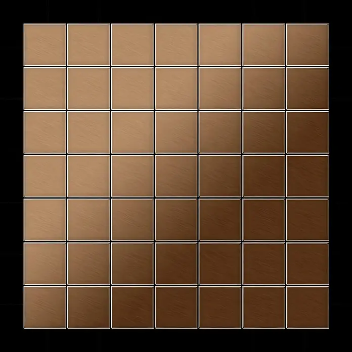 ALLOY Mosaikfliese Mosaik Fliese massiv Metall Titan gebürstet kupfer 1,6mm stark Attica-Ti-AB - 295 x 295 mm, Bronze, Sonstiges - Quadratische Fliesen in Holzoptik mit einem Farbverlauf von hell- zu dunkelbraun.