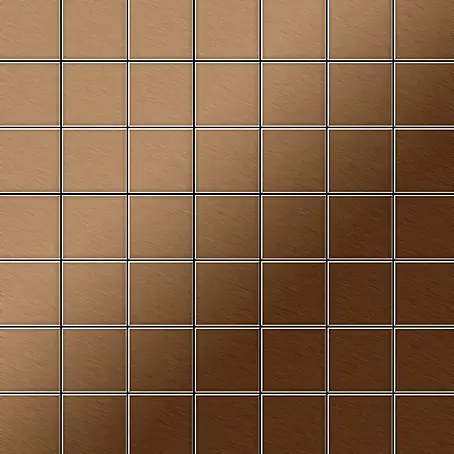 ALLOY  Mosaikfliese Mosaik Fliese massiv Metall Titan gebürstet kupfer 1,6mm stark Attica-Ti-AB
