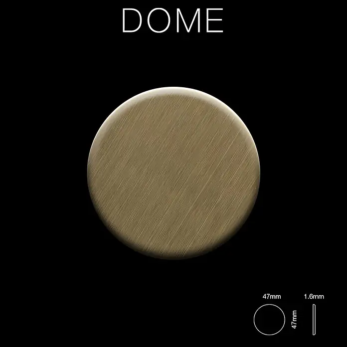 ALLOY Mosaikfliese Mosaik Fliese massiv Metall Titan gebürstet gold 1,6mm stark Dome-Ti-GB - 313 x 256 mm, Gold, Sonstiges - Gebürsteter Messing-Dom, 47 mm Durchmesser, 1,6 mm Dicke.