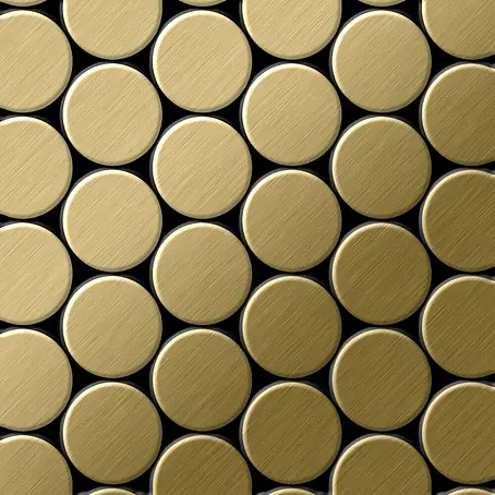 ALLOY  Mosaikfliese Mosaik Fliese massiv Metall Titan gebürstet gold 1,6mm stark Dome-Ti-GB