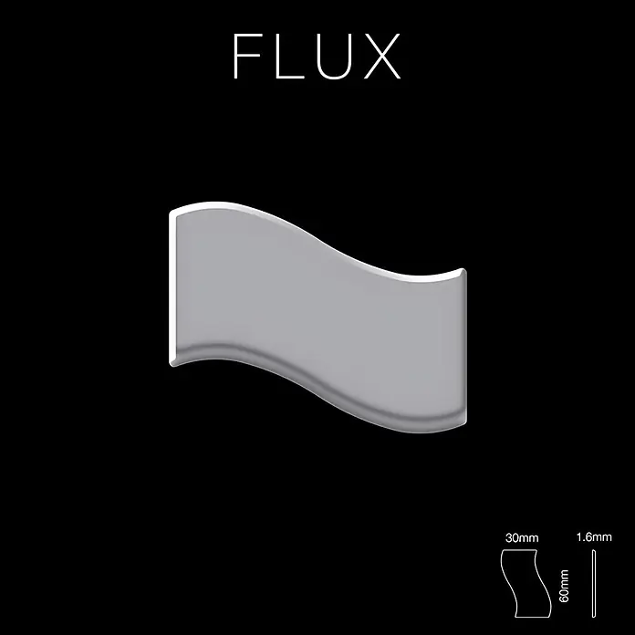 ALLOY Mosaikfliese Mosaik Fliese massiv Edelstahl marine hochglanz grau 1,6mm Flux-S-S-MM - 318 x 305 mm, Grau, Silber, Blau, Hochglänzend - Graues wellenförmiges Dekorpanel, 60x30mm, 1.6mm dick.