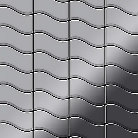 ALLOY  Mosaikfliese Mosaik Fliese massiv Edelstahl hochglänzend grau 1,6mm stark Flux-S-S-M