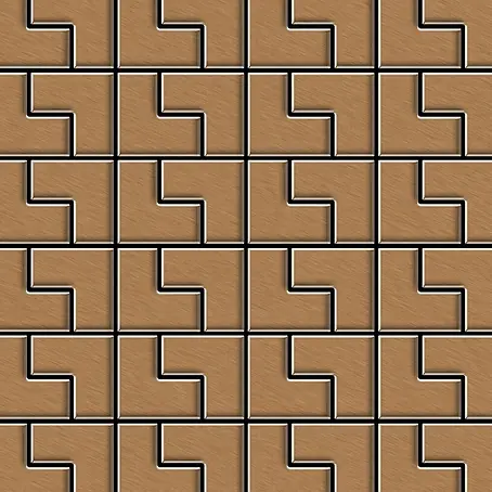 ALLOY  Mosaikfliese Mosaik Fliese massiv Metall Titan gebürstet kupfer 1,6mm stark Kink-Ti-AB