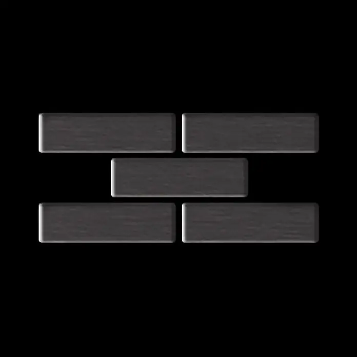 ALLOY Mosaikfliese Mosaik Fliese massiv Titan gebürstet dunkelgrau 1,6mm stark PK-Ti-SB - 309 x 302 mm, Schwarz, Grau, Sonstiges - Muster aus dunkelgrauen, texturierten rechteckigen Blöcken.