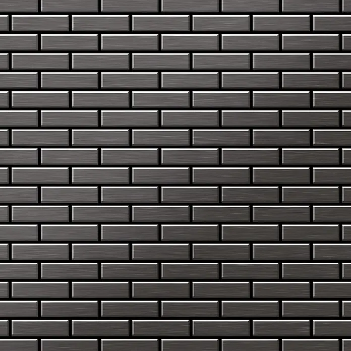ALLOY Mosaikfliese Mosaik Fliese massiv Titan gebürstet dunkelgrau 1,6mm stark PK-Ti-SB - 309 x 302 mm, Schwarz, Grau, Sonstiges - Nahtlose dunkelgraue Wandtextur aus gebürstetem Metallziegeln.