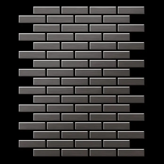 ALLOY Mosaikfliese Mosaik Fliese massiv Titan gebürstet dunkelgrau 1,6mm stark PK-Ti-SB - 309 x 302 mm, Schwarz, Grau, Sonstiges - Dunkelgraue, gebürstete rechteckige Metallmosaikfliesen.