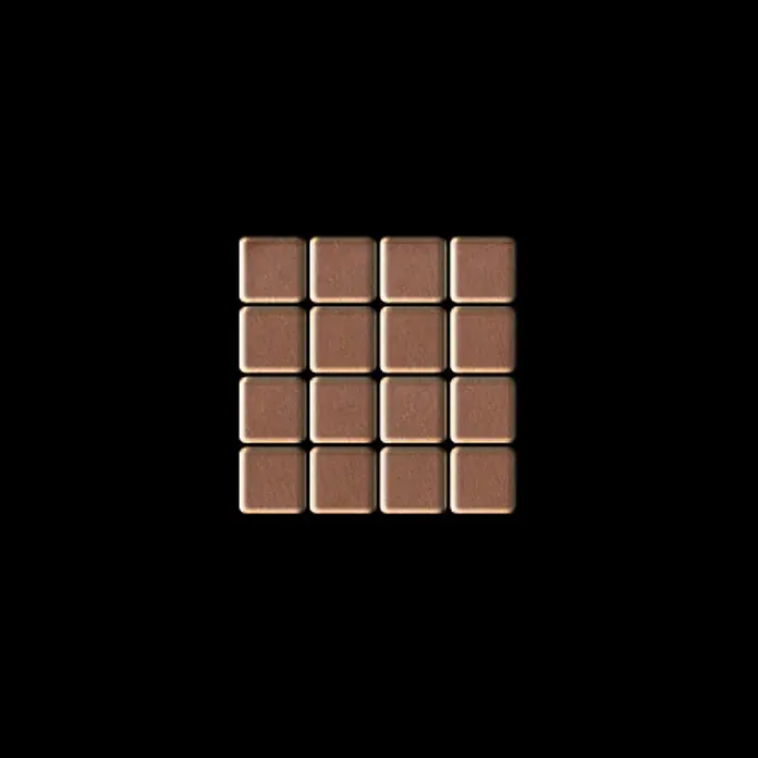ALLOY Mosaikfliese Mosaik Fliese massiv Metall Kupfer gewalzt Kupfer 1,6mm stark Glomesh-CM - 316 x 316 mm, Bronze, Sonstiges - Sechzehn bronzefarbene quadratische Fliesen in einem 4x4-Raster.