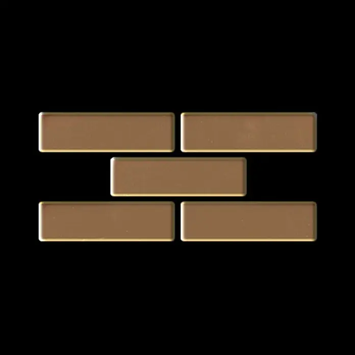 ALLOY Mosaikfliese Mosaik Fliese massiv Metall Titan hochglänzend kupfer 1,6mm stark PK-Ti-AM - 309 x 302 mm, Bronze, Hochglänzend - Fünf rechteckige bronzefarbene Fliesen mit abgeschrägten Kanten, in Ziegelmuster angeordnet.