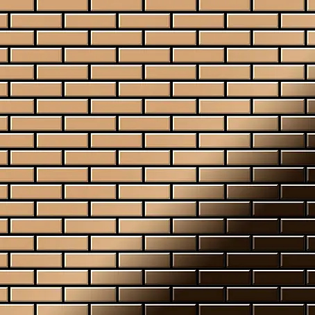 ALLOY  Mosaikfliese Mosaik Fliese massiv Metall Titan hochglänzend kupfer 1,6mm stark PK-Ti-AM