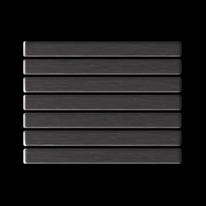 ALLOY Mosaikfliese Mosaik Fliese massiv Titan gebürstet dunkelgrau 1,6mm stark Linear-Ti-SB - 316 x 297 mm, Schwarz, Grau, Sonstiges - Sieben gestapelte dunkelgraue rechteckige Stäbe mit abgerundeten Kanten.