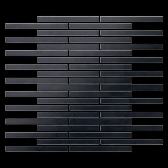 ALLOY Mosaikfliese Mosaik Fliese massiv Metall Rohstahl gewalzt grau 1,6mm stark Avenue-RS - 289 x 315 mm, Grau, Sonstiges - Dunkelgraue rechteckige Mosaikfliesen im versetzten horizontalen Muster.
