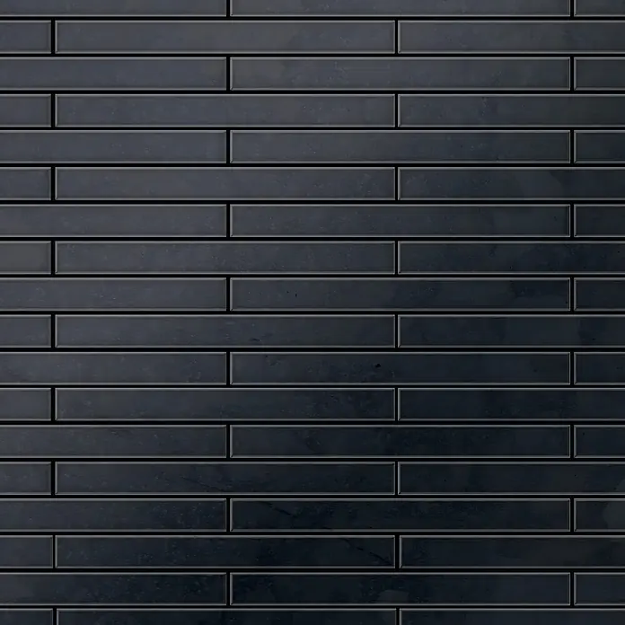 ALLOY Mosaikfliese Mosaik Fliese massiv Metall Rohstahl gewalzt grau 1,6mm stark Avenue-RS - 289 x 315 mm, Grau, Sonstiges - Matte dunkelgraue Rechteckfliesen, im versetzten Horizontalmuster verlegt.