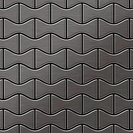 ALLOY  Mosaikfliese Mosaik Fliese massiv Titan gebürstet dunkelgrau 1,6mm stark Kismet-Ti-SB