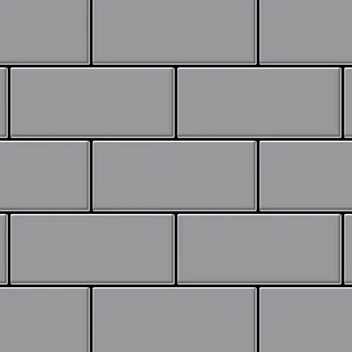 ALLOY Mosaikfliese Mosaik Fliese massiv Edelstahl marine hochglanz grau 1,6mm Subway-S-S-MM - 76 x 152 mm, Grau, Silber, Blau, Hochglänzend - Nahtloses Muster aus glänzenden grauen U-Bahn-Fliesen mit dunklen Fugen.