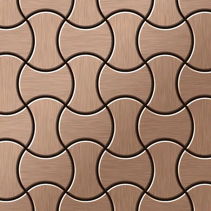 ALLOY Mosaikfliese Mosaik Fliese massiv Titan gebürstet kupfer 1,6mm stark Infinit-Ti-AB - 322 x 322 mm, Bronze, Sonstiges - Nahtloses Dekorationsmuster aus gebürsteten bronzefarbenen Verbundfliesen mit 3D-Reliefeffekt.