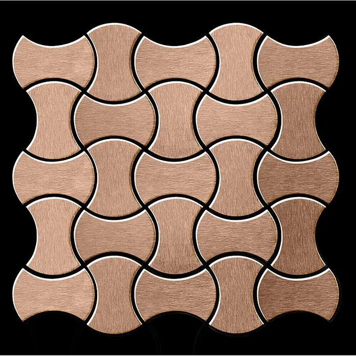 ALLOY Mosaikfliese Mosaik Fliese massiv Titan gebürstet kupfer 1,6mm stark Infinit-Ti-AB - 322 x 322 mm, Bronze, Sonstiges - Bronzefarbene, gebürstete Metall-Verbundfliesen in einem Mosaikmuster.