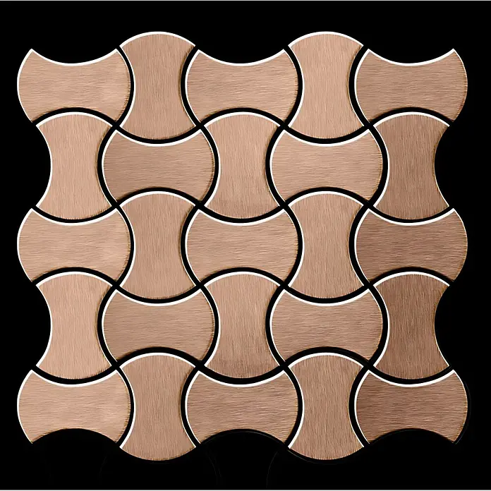 ALLOY Mosaikfliese Mosaik Fliese massiv Titan gebürstet kupfer 1,6mm stark Infinit-Ti-AB - 322 x 322 mm, Bronze, Sonstiges - Ineinandergreifende Geometriefliesen mit gebürsteter Bronzeoberfläche, bilden ein sich wiederholendes dekoratives Muster.