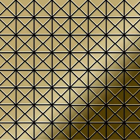 ALLOY  Mosaikfliese Mosaik Fliese massiv Metall Titan hochglänzend gold 1,6mm stark Deco-Ti-GM