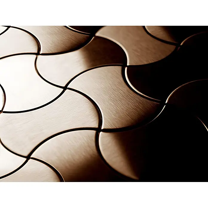 ALLOY Mosaikfliese Mosaik Fliese massiv Titan gebürstet kupfer 1,6mm stark Infinit-Ti-AB - 322 x 322 mm, Bronze, Sonstiges - Gebürstete braune Metallschuppenfliesen mit dezentem Glanz.